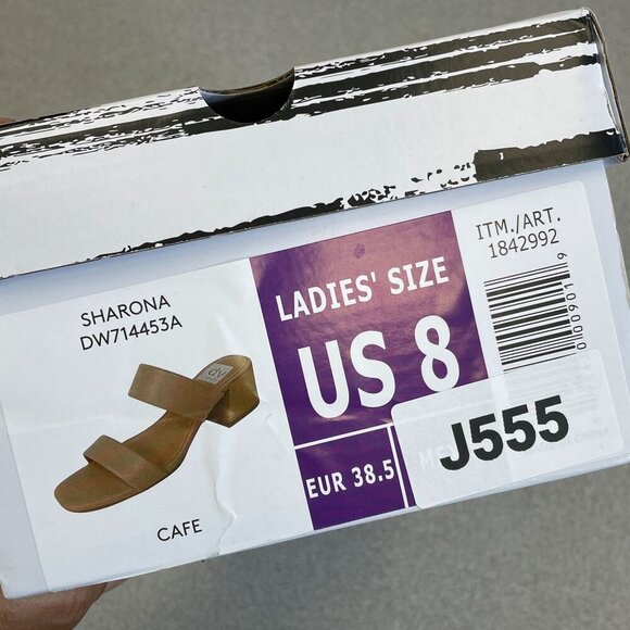 NEW Dolce Vita Sharona Women's Size 8 Block Heel Slide Sandals Tan - Picture 7 of 7